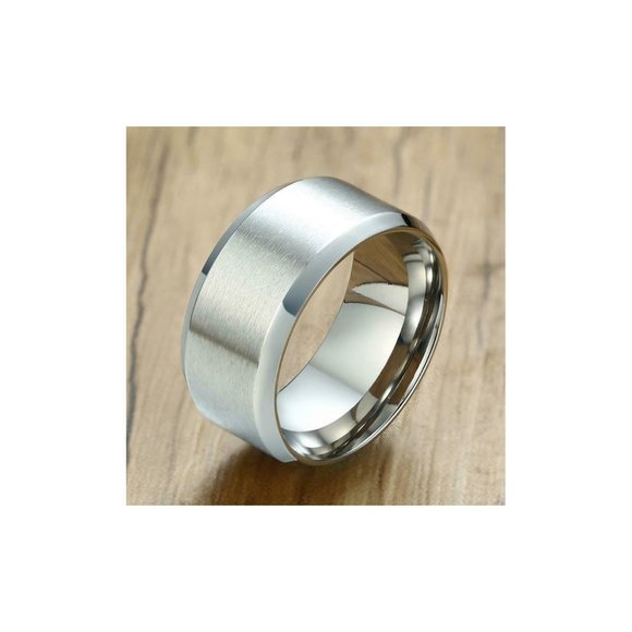 Men's Band Ring Stainless Steel Silver Matte 9 13 - Picture 1 of 2